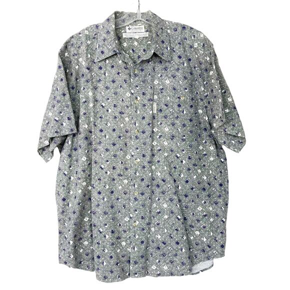Columbia Printed Short Sleeve Button Down Shirt Sz L - Picture 1 of 5